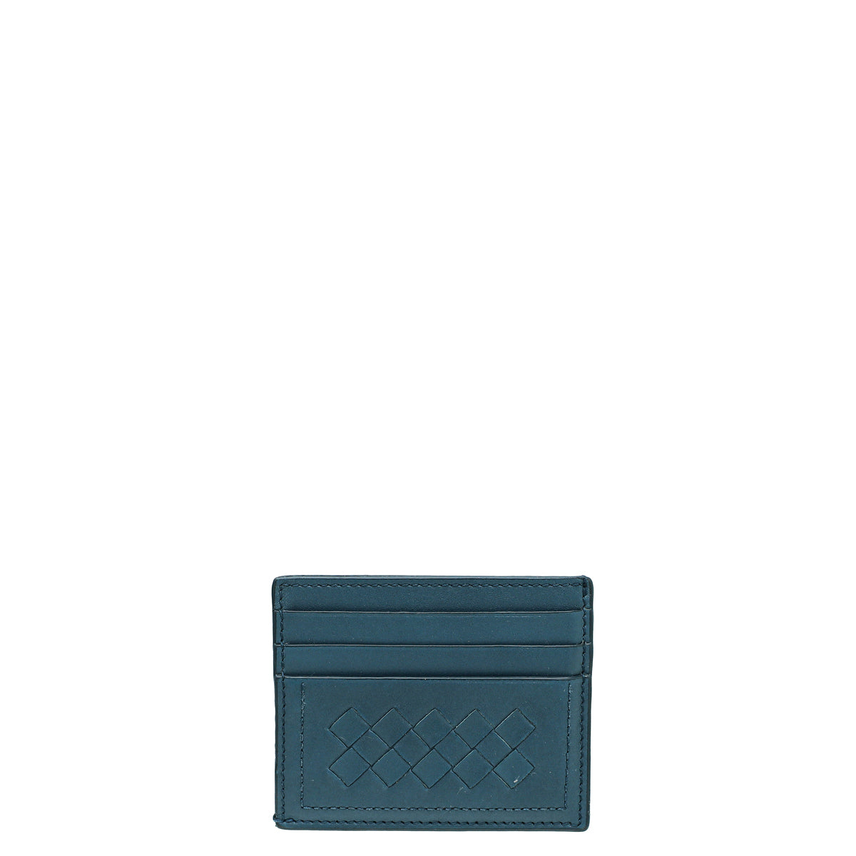 Bottega Veneta Dark Teal Blue Intrecciato Card Holder-Bottega Veneta-THE CLOSET