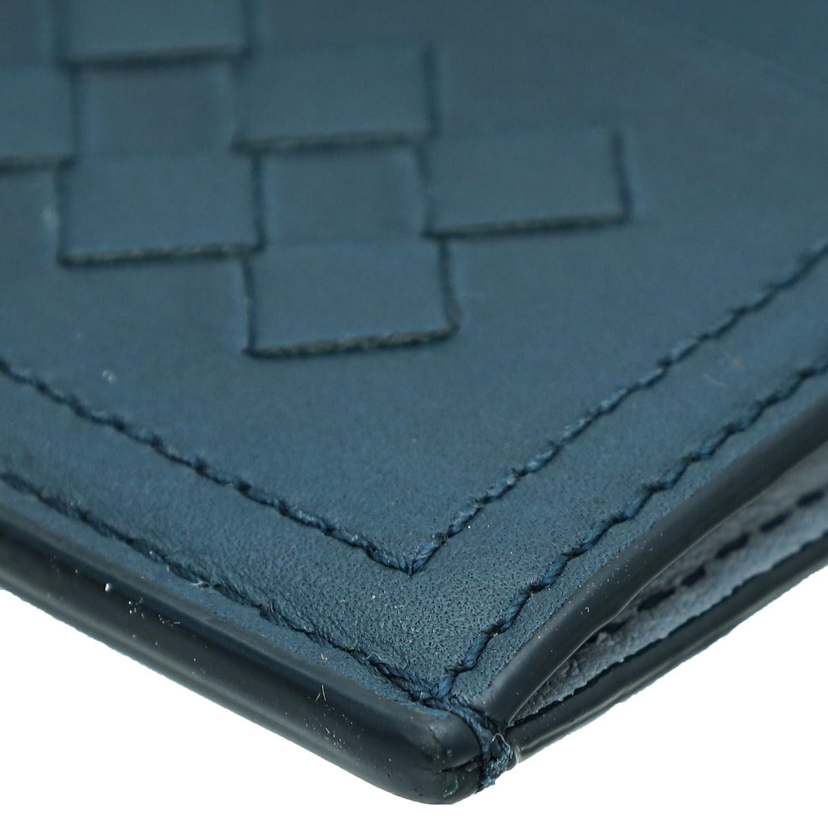 Bottega Veneta Dark Teal Blue Intrecciato Card Holder