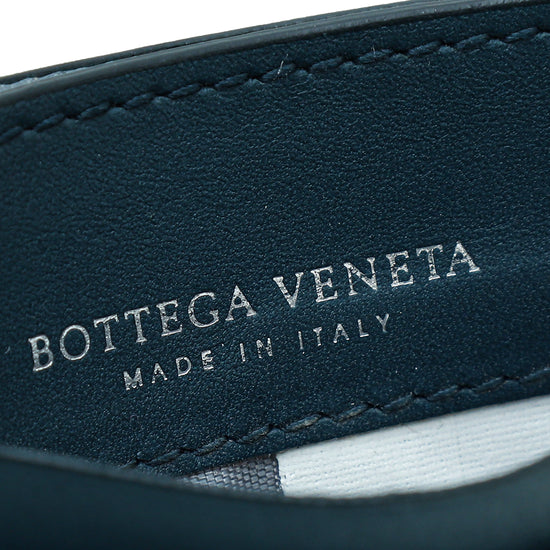 Bottega Veneta Dark Teal Blue Intrecciato Card Holder