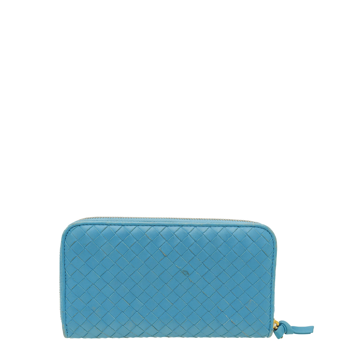 Bottega Veneta Blue Intrecciato Zip Around Wallet-Bottega Veneta-THE CLOSET