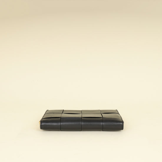 Bottega Veneta Black Cassette Zip Around Wallet-Bottega Veneta-THE CLOSET