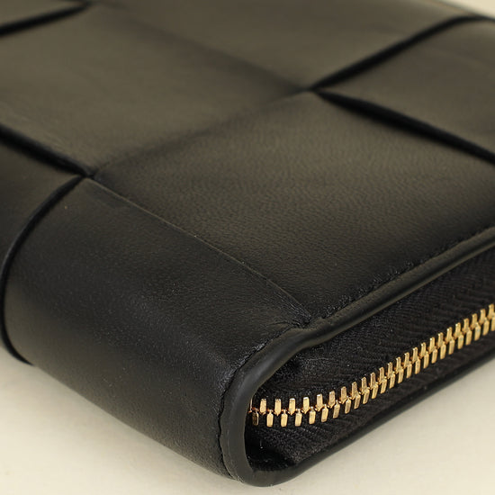 Bottega Veneta Black Cassette Zip Around Wallet-Bottega Veneta-THE CLOSET