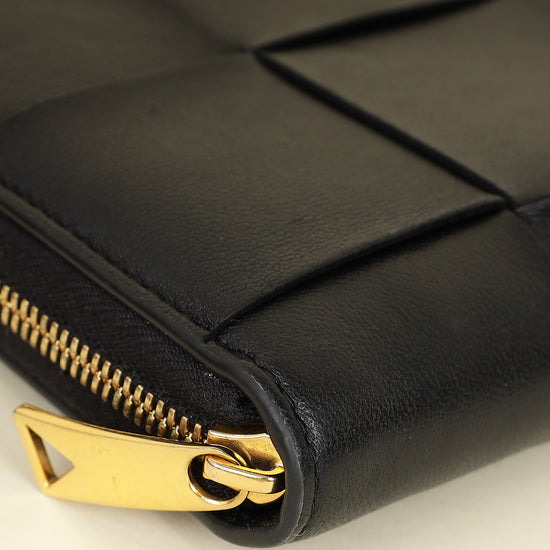 Bottega Veneta Black Cassette Zip Around Wallet-Bottega Veneta-THE CLOSET