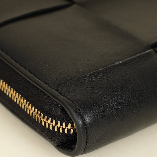 Bottega Veneta Black Cassette Zip Around Wallet-Bottega Veneta-THE CLOSET