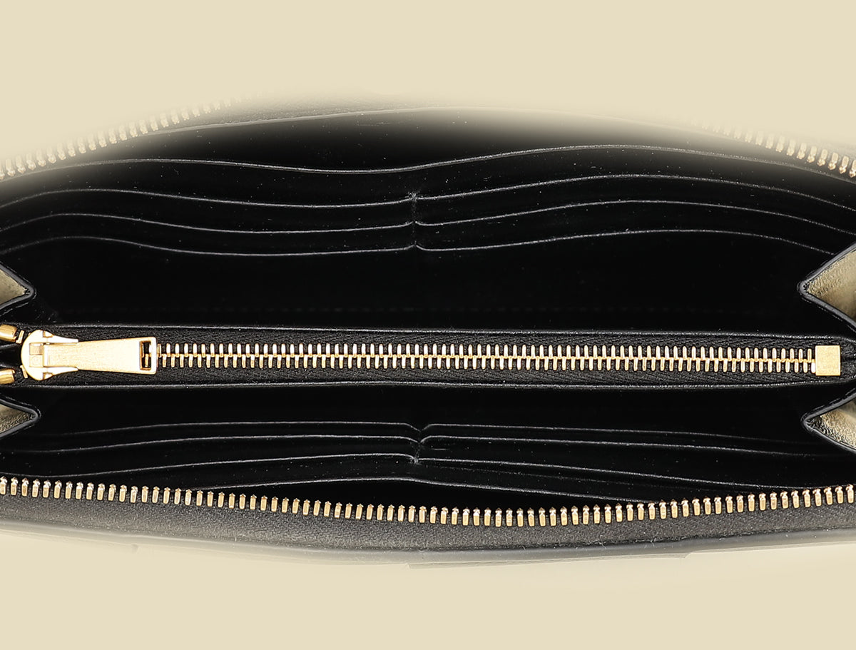 Bottega Veneta Black Cassette Zip Around Wallet-Bottega Veneta-THE CLOSET