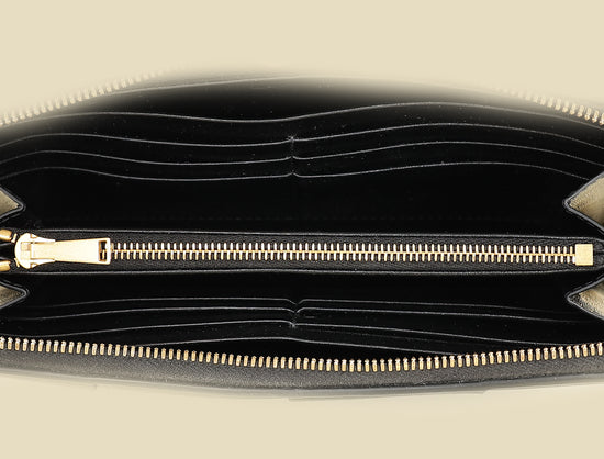 Bottega Veneta Black Cassette Zip Around Wallet-Bottega Veneta-THE CLOSET