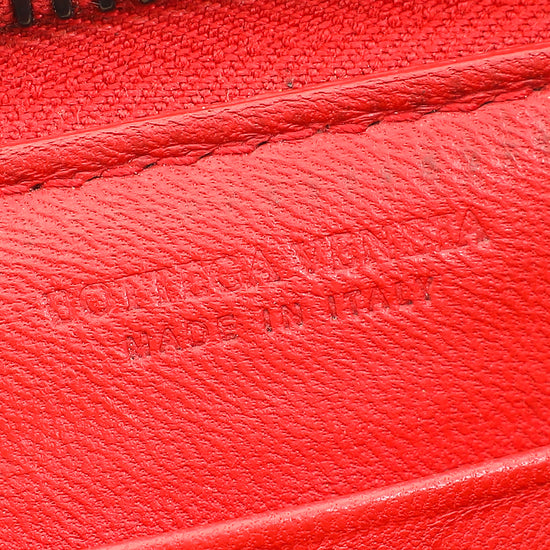 Bottega Veneta Red Intrecciato Zip Around Wallet