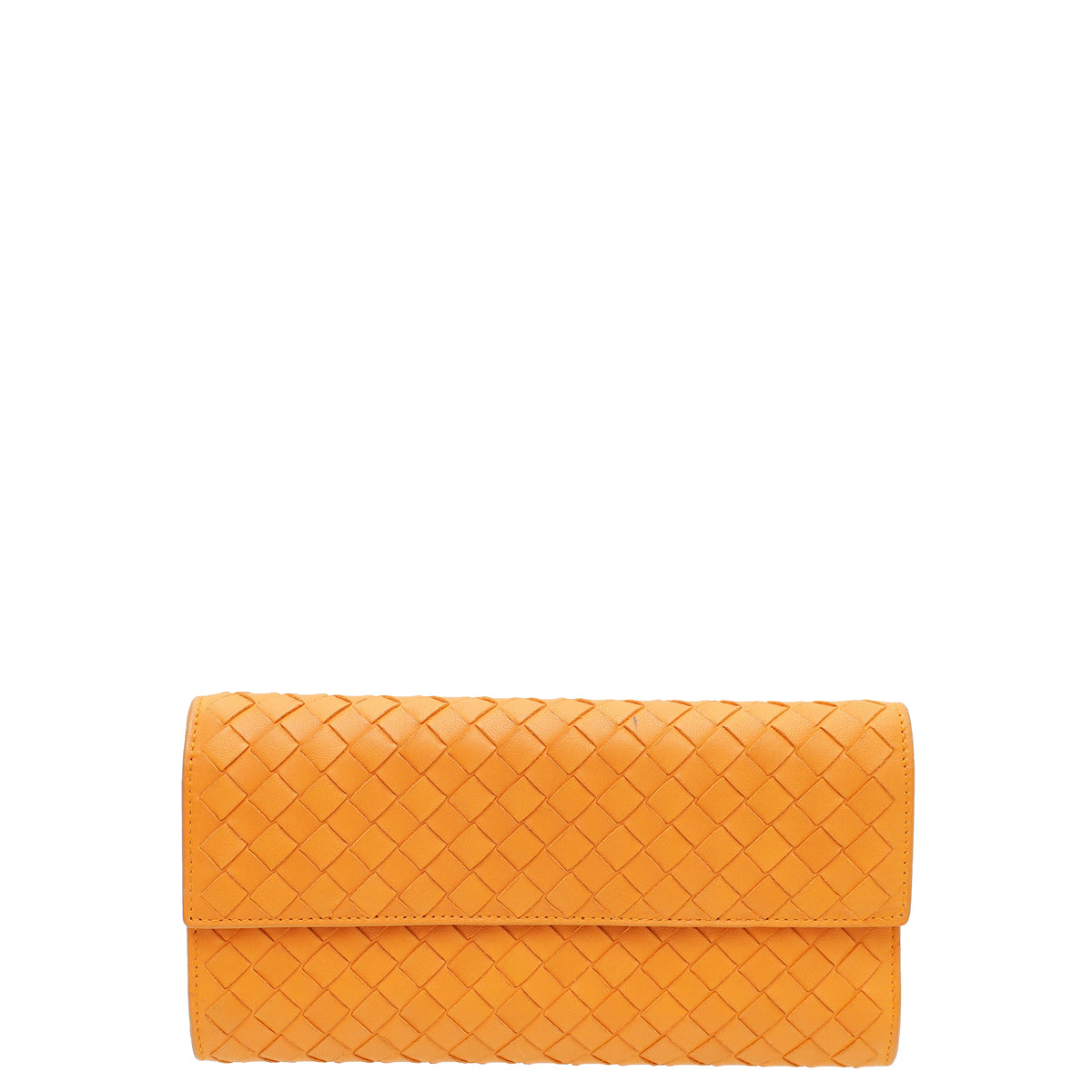 Bottega Veneta Brownish Orange Intrecciato Flap Long Wallet-Bottega Veneta-THE CLOSET