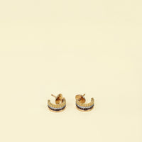 Boucheron 18K Tri Gold Diamond Quatre Classique Mini Hoop Earrings