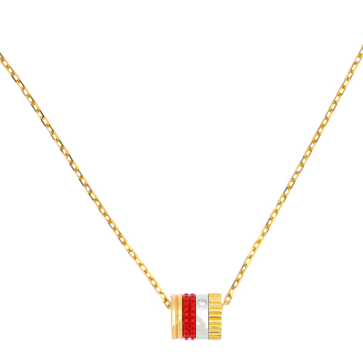Boucheron 18K Tricolor Gold Diamond Quatre Red Edition Mini Ring Pendant Necklace-Boucheron-THE CLOSET