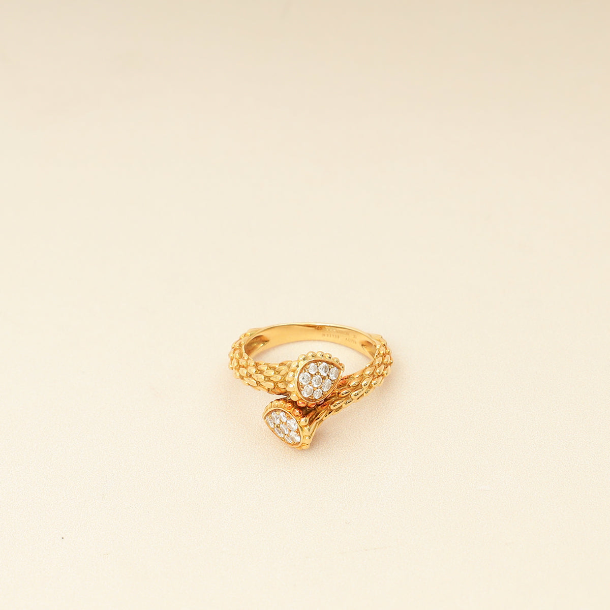 Boucheron 18K Yellow Gold Diamond Serpenti Bohème Toi et Moi Ring S Motif 53-Boucheron-THE CLOSET