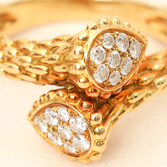Boucheron 18K Yellow Gold Diamond Serpenti Bohème Toi et Moi Ring S Motif 53-Boucheron-THE CLOSET