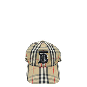Burberry Archive Beige TB Monogram Motif Vintage Check Cotton Baseball Cap
