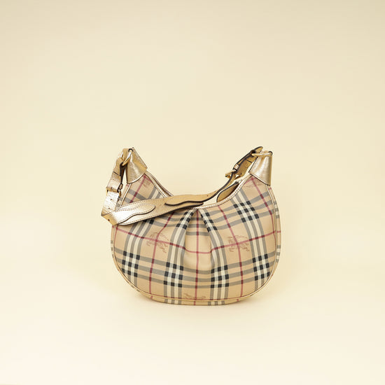 Burberry Bicolor Haymarket Hobo Bag-Burberry-THE CLOSET