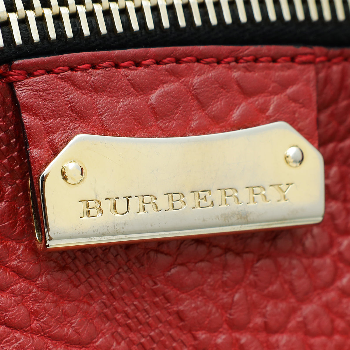 Burberry Red Check Embossed Orchard Satchel Bag