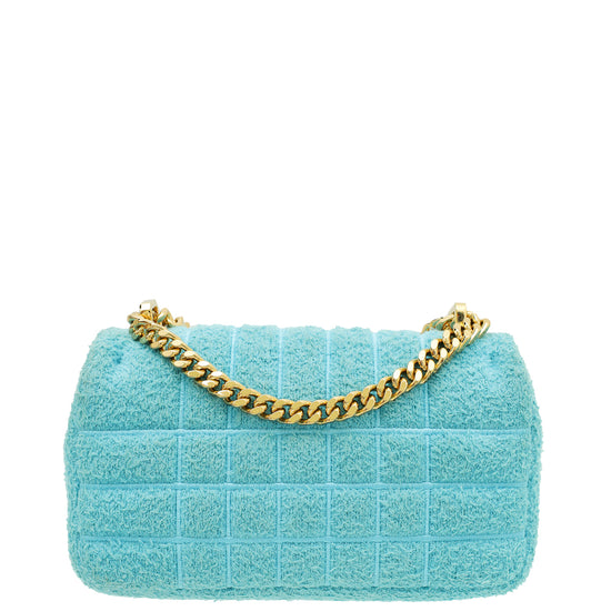 Burberry Vivid Turquoise Quilted Terry Mini Lola Chain Bag