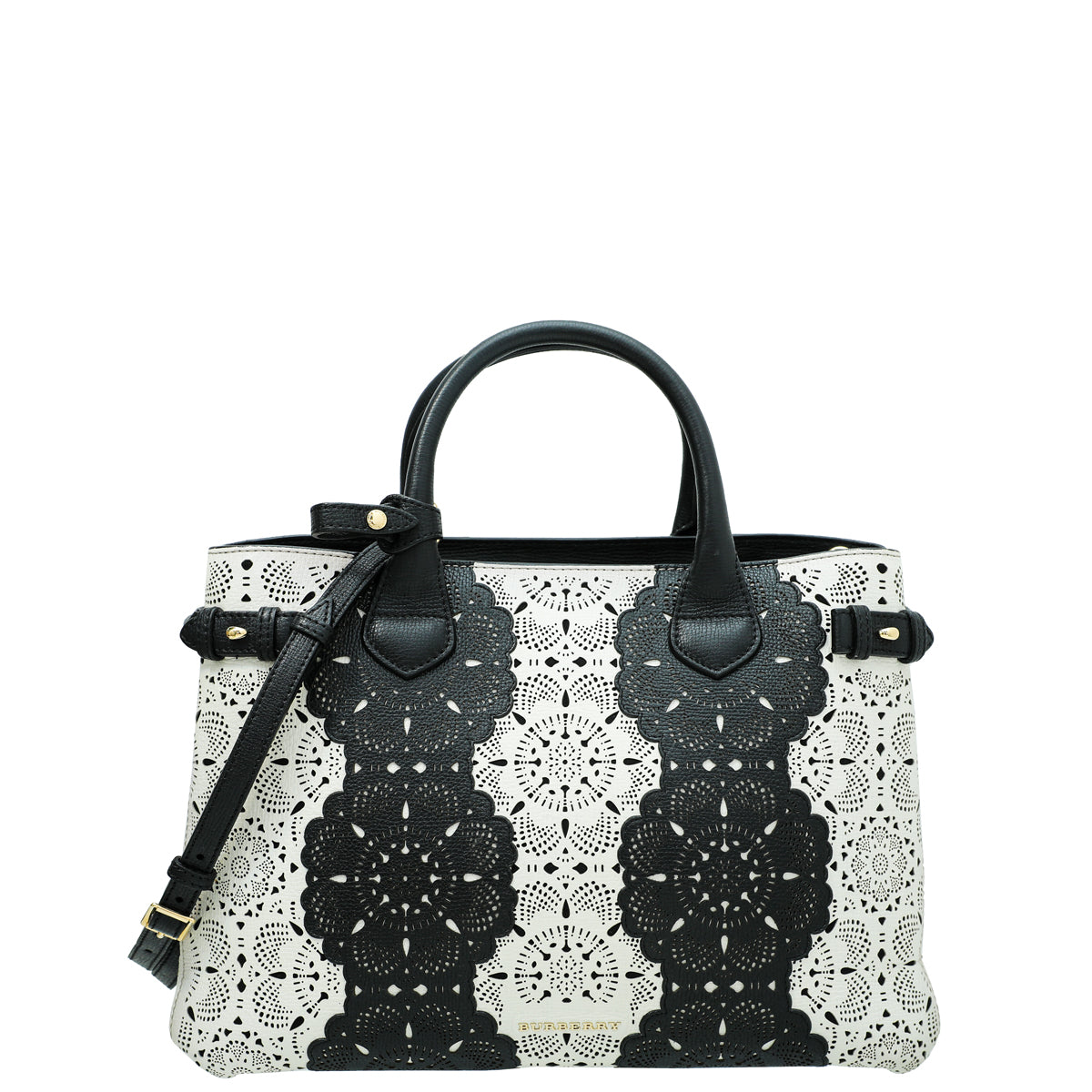 Burberry Bicolor Laser Cut Lace Edition Banner Tote Medium Bag-Burberry-THE CLOSET