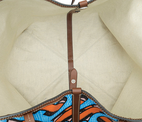 BURBERRY: E-canvas tote bag with monogram print - Multicolor