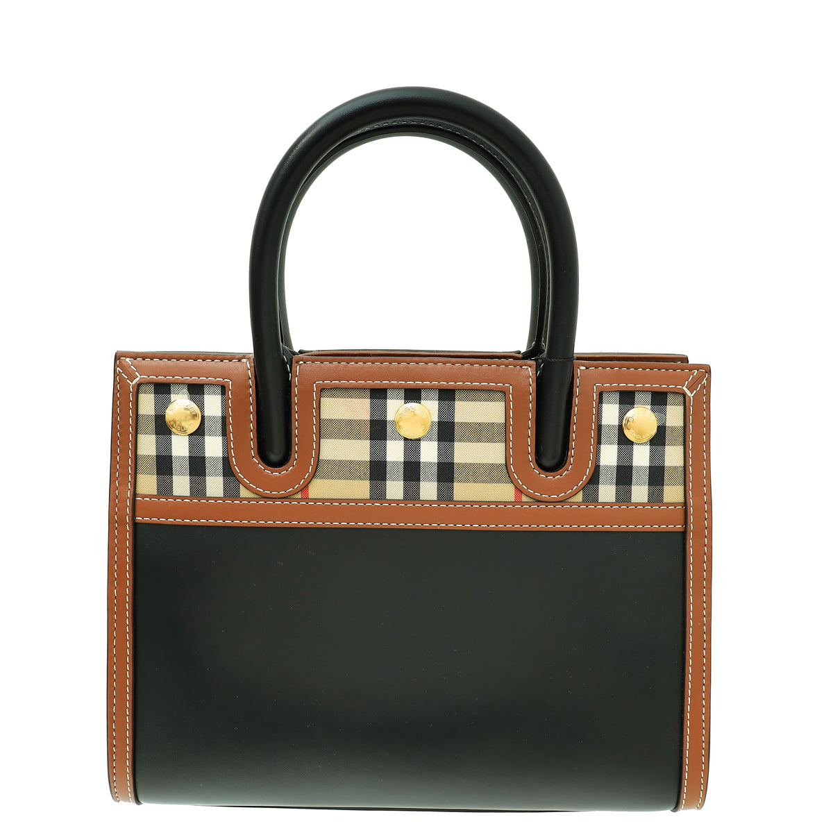 Burberry Tricolor Vintage Check Baby Title Double Handle Tote Bag-Burberry-THE CLOSET