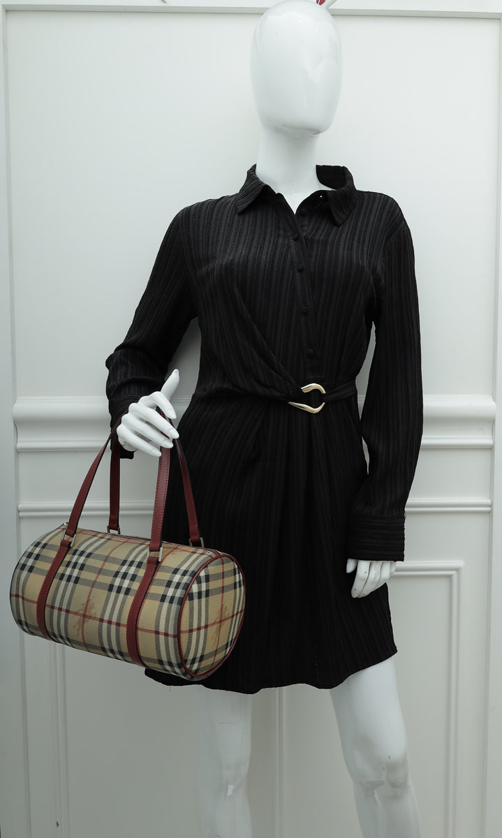 Burberry Bicolor Haymarket Bowling Bag