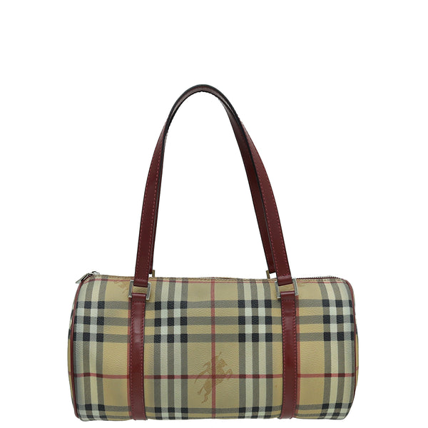 Burberry Bicolor Haymarket Bowling Bag THE CLOSET