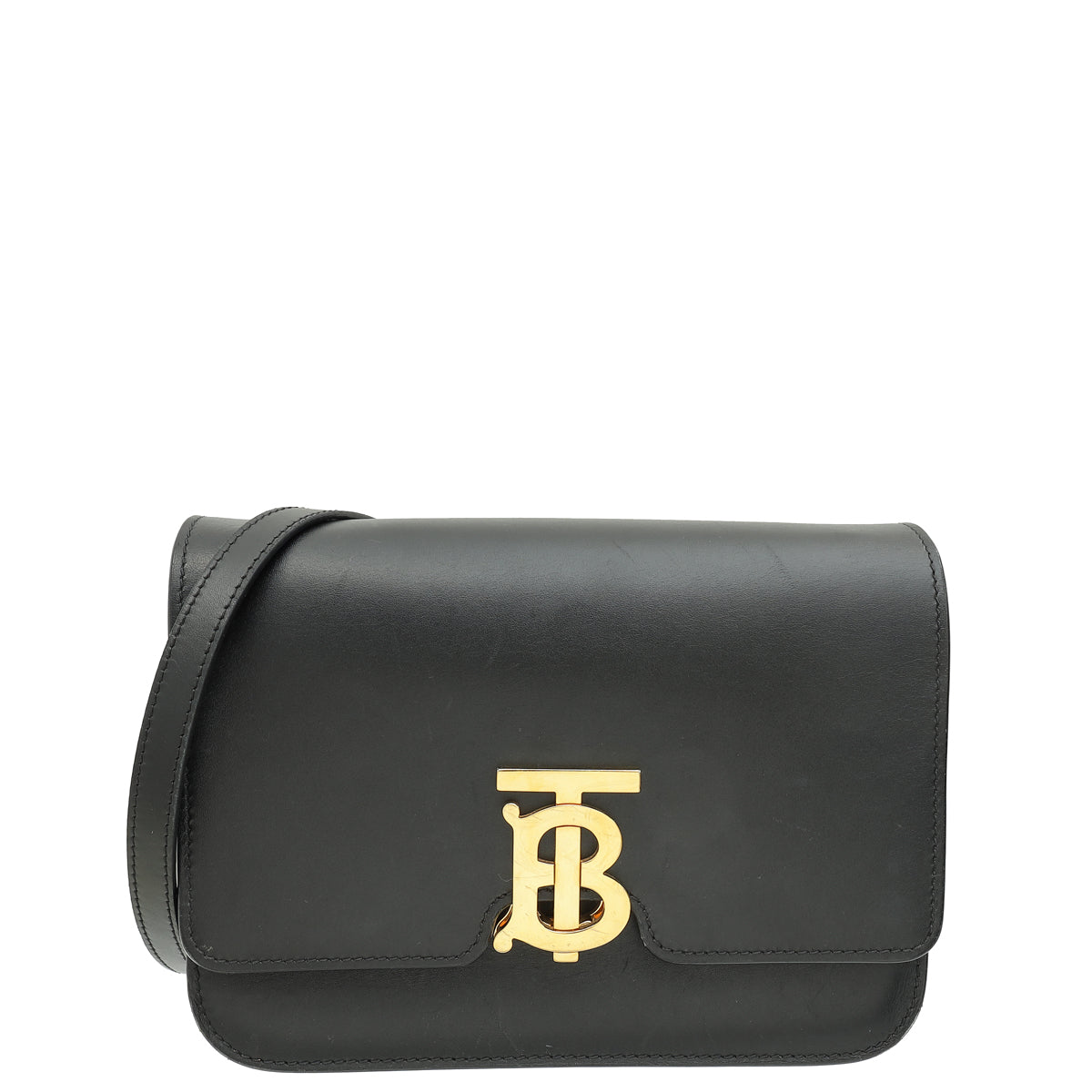 Burberry Black TB Logo Small Flap Bag