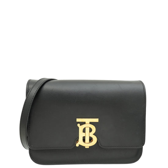Burberry Black TB Logo Small Flap Bag