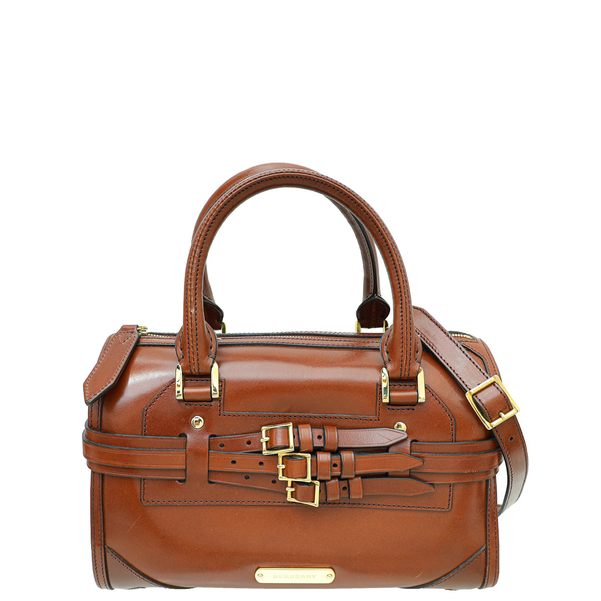 Burberry Brown Belted Bridle Bowling Medium Bag-Burberry-THE CLOSET