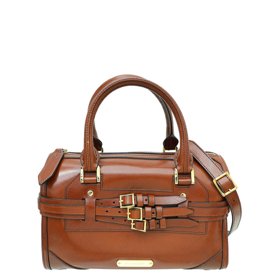 Burberry Brown Belted Bridle Bowling Medium Bag