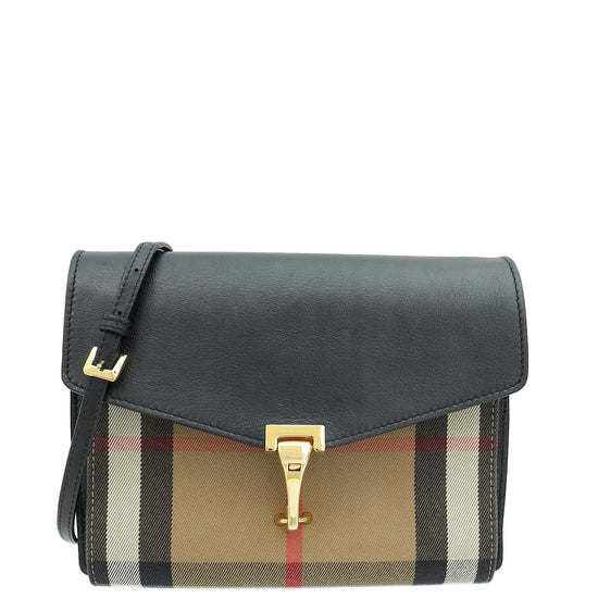 Burberry House Check Black Small Macken Crossbody Bag