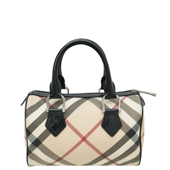 Burberry Nova Check Black Boston Bag THE CLOSET