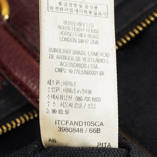 Burberry Burgundy Nova Check Alchester Bowler Bag