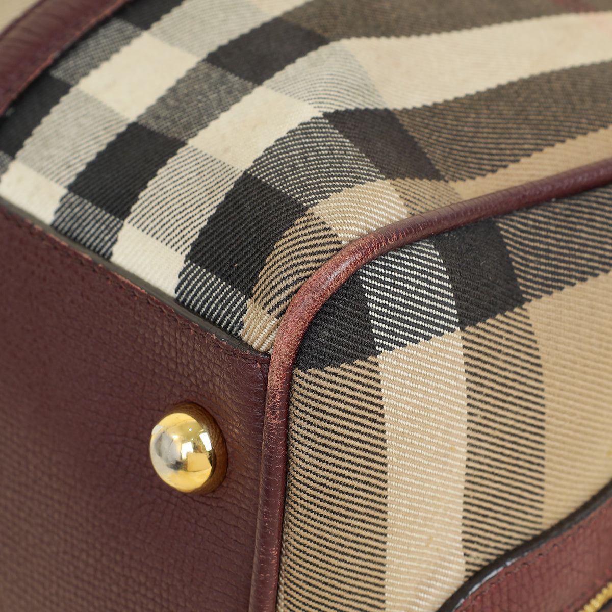Burberry Burgundy Nova Check Alchester Bowler Bag