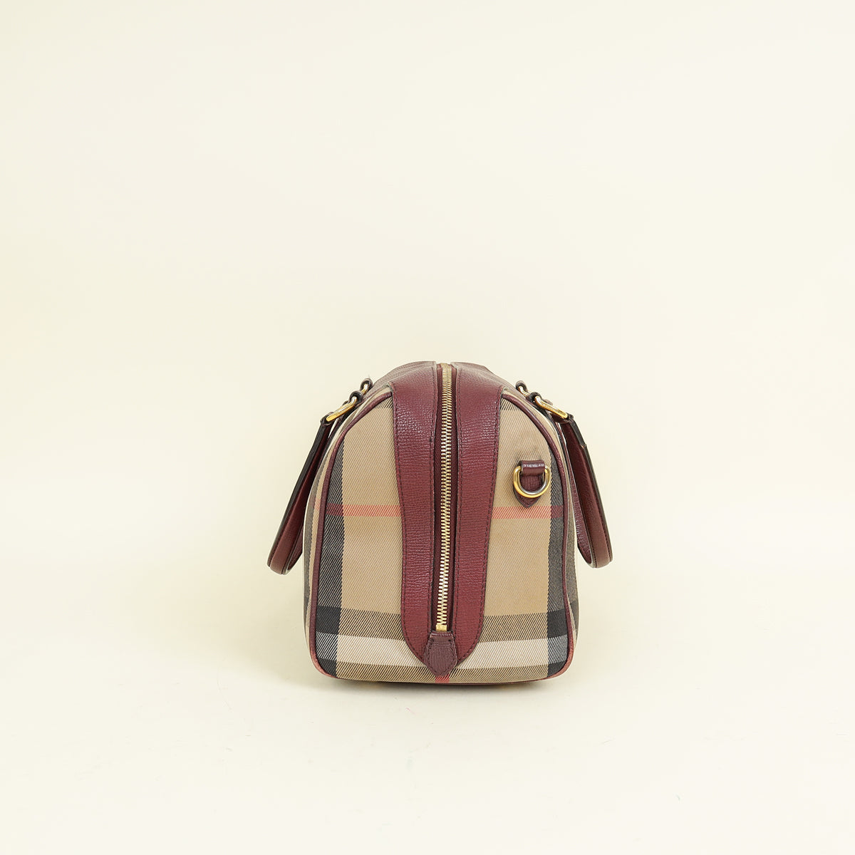 Burberry Burgundy Nova Check Alchester Bowler Bag