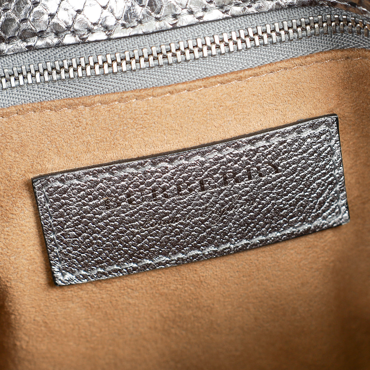 Burberry Metallic Silver Small Buckle Tote Bag