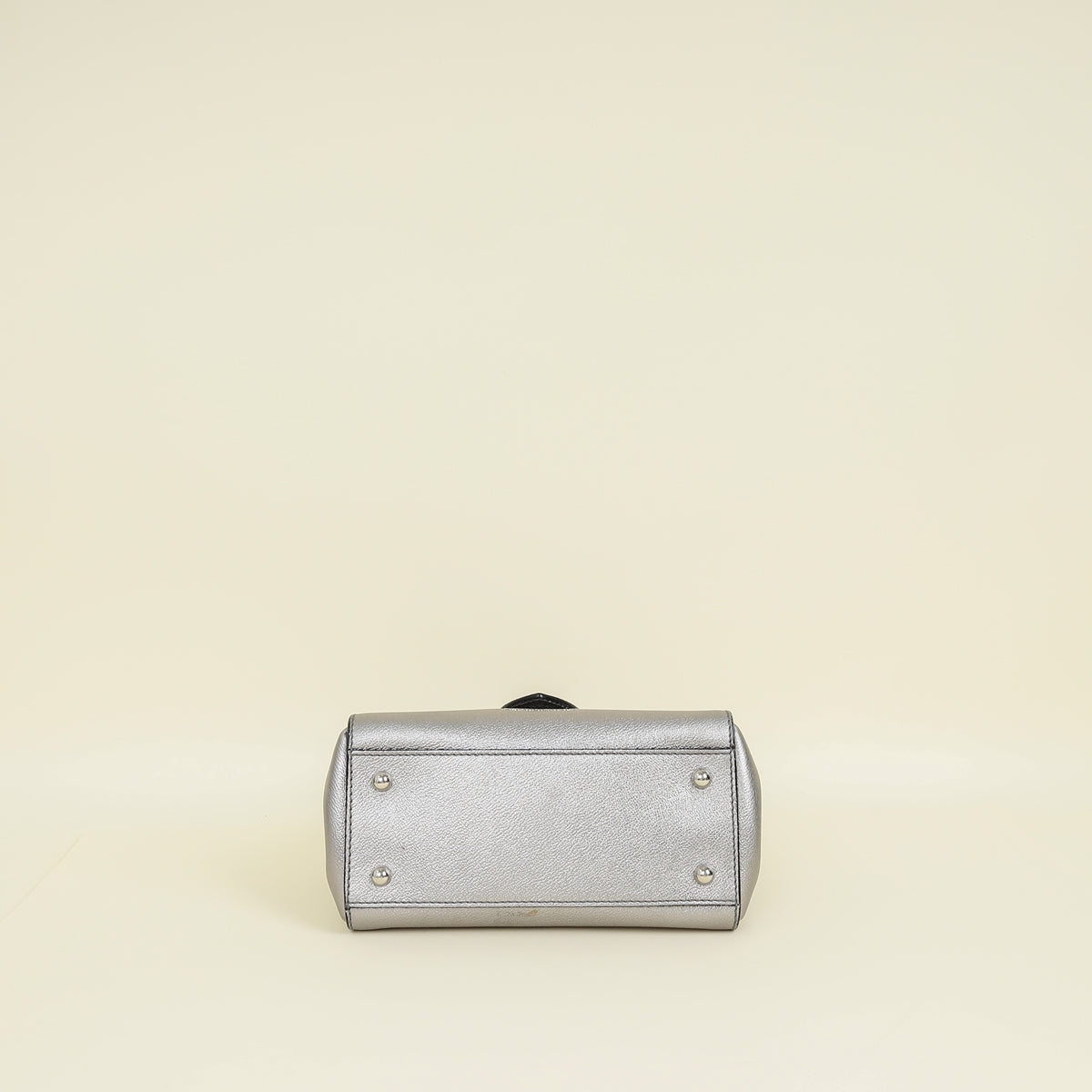 Burberry Metallic Silver Small Buckle Tote Bag