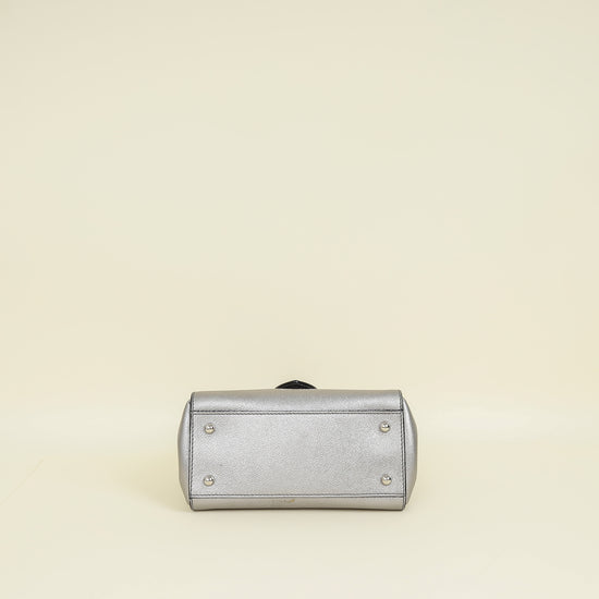 Burberry Metallic Silver Small Buckle Tote Bag