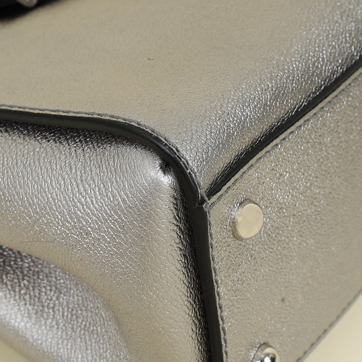 Burberry Metallic Silver Small Buckle Tote Bag