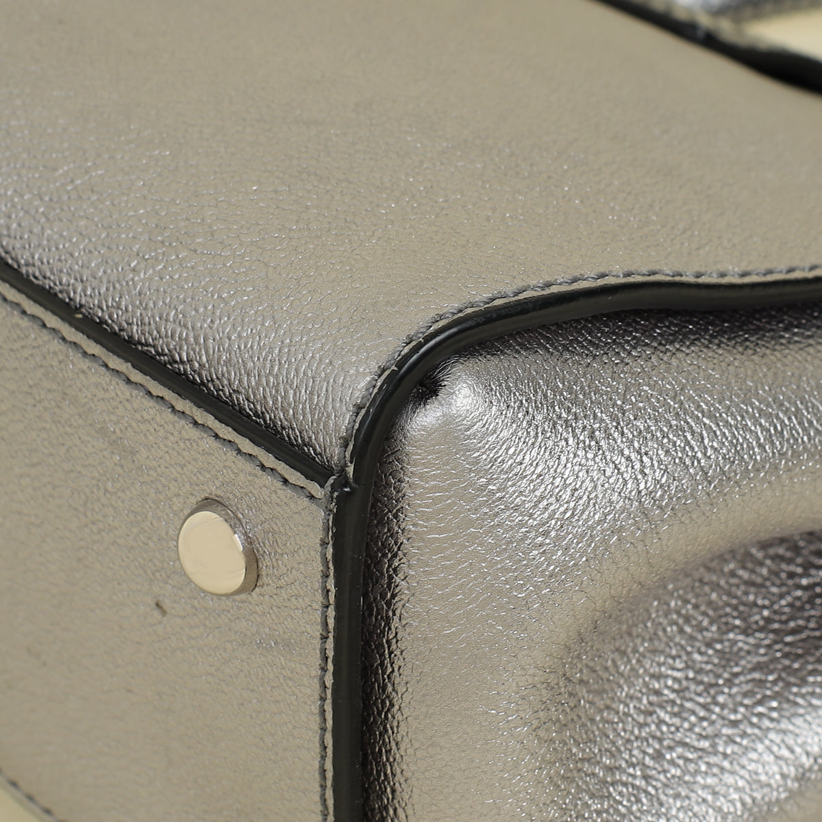 Burberry Metallic Silver Small Buckle Tote Bag