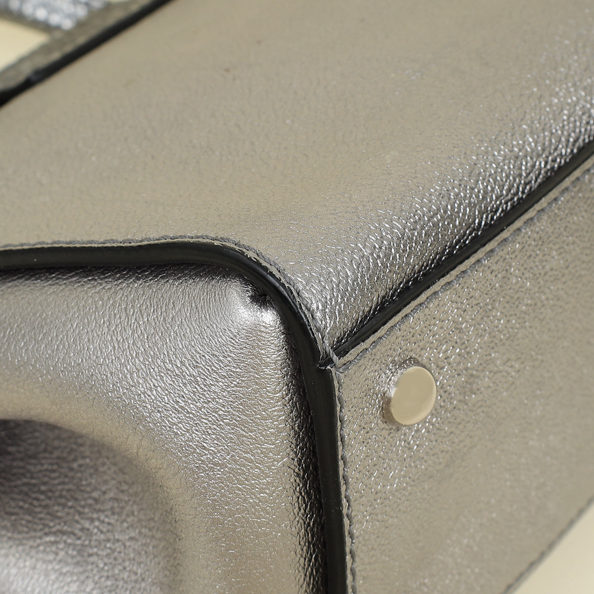 Burberry Metallic Silver Small Buckle Tote Bag