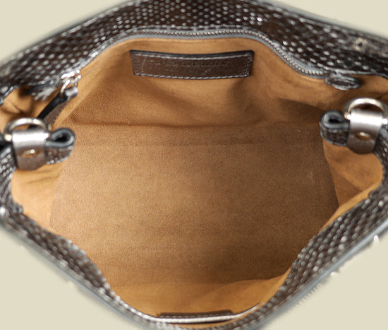 Burberry Metallic Silver Small Buckle Tote Bag