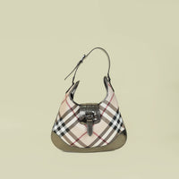 Burberry Bicolor Nova Check Brook Hobo Bag