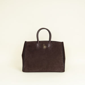 Burberry Chocolate Rocking Horse Suede Medium Tote Bag