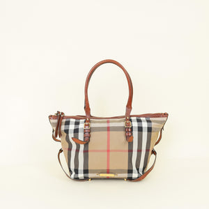 Burberry Brown Multicolor House Check Salisbury Tote Bag