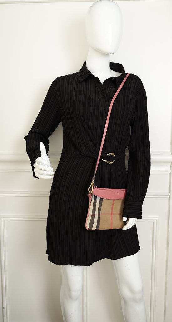 Burberry Bicolor House Check Derby Peyton Crossbody Bag