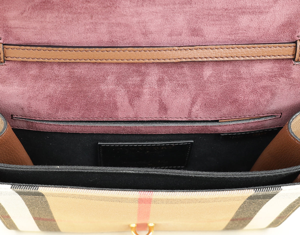 Burberry Brown House Check Macken Crossbody Bag