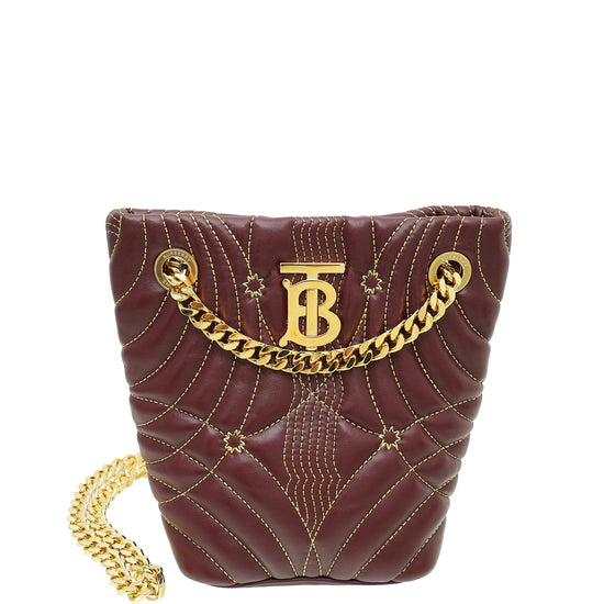 Burberry Burgundy Lola Mini Bucket Bag