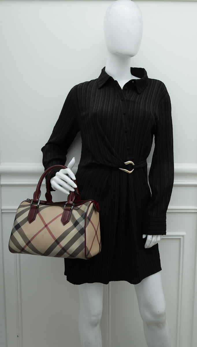 Burberry Burgundy Nova Check Boston Bag – THE CLOSET