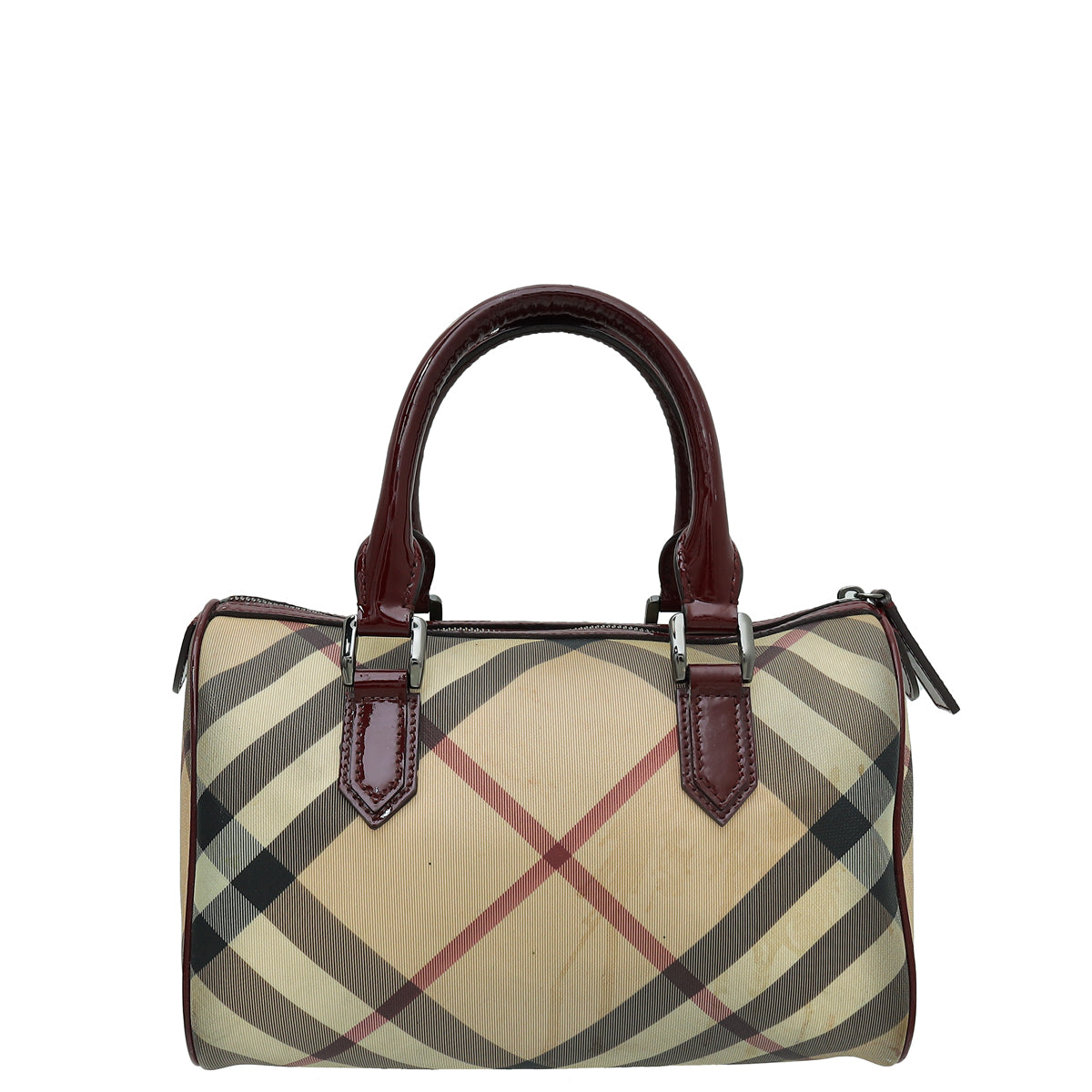Burberry Burgundy Nova Check Boston Bag-Burberry-THE CLOSET