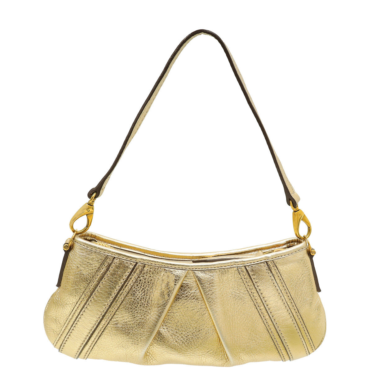 Burberry Metallic Gold Pleated Shoulder Bag-Burberry-THE CLOSET